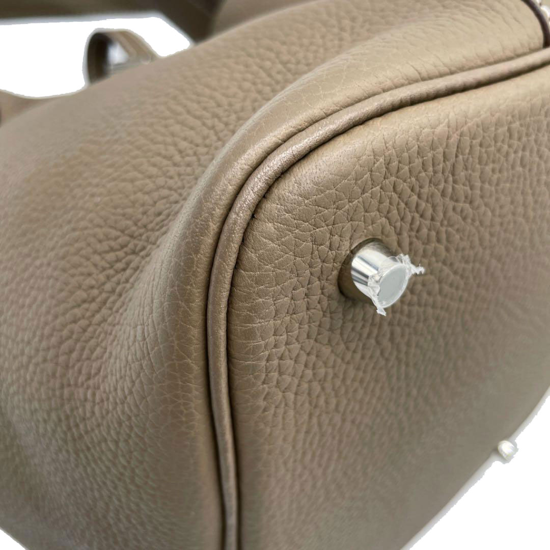 HERMES エルメス ハンドバッグ ピコタンロックMM トリヨンクレマンス エトゥープ シルバー金具 Y刻印