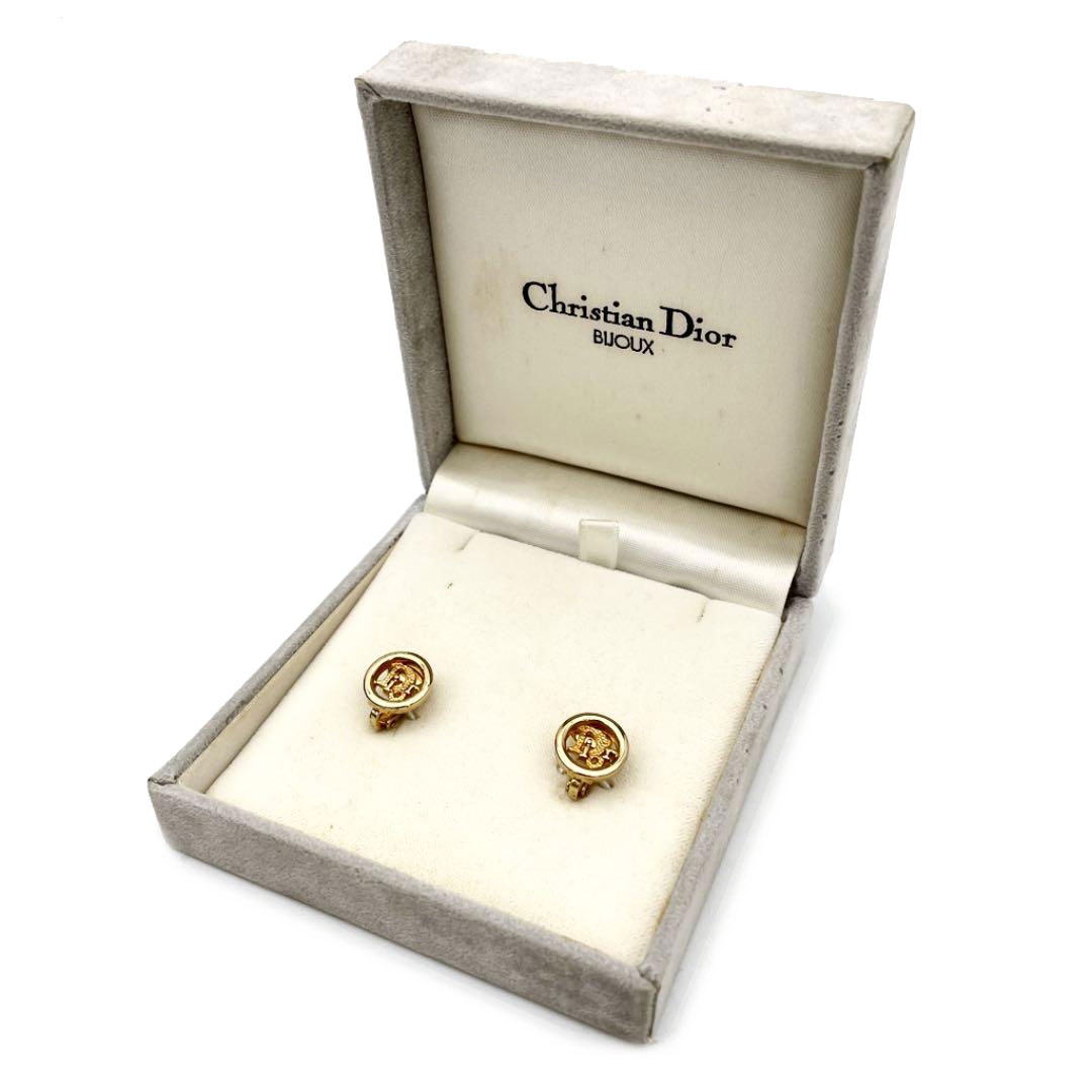 Christian Dior クリスチャンディオール イヤリング CDロゴ サークル ゴールド