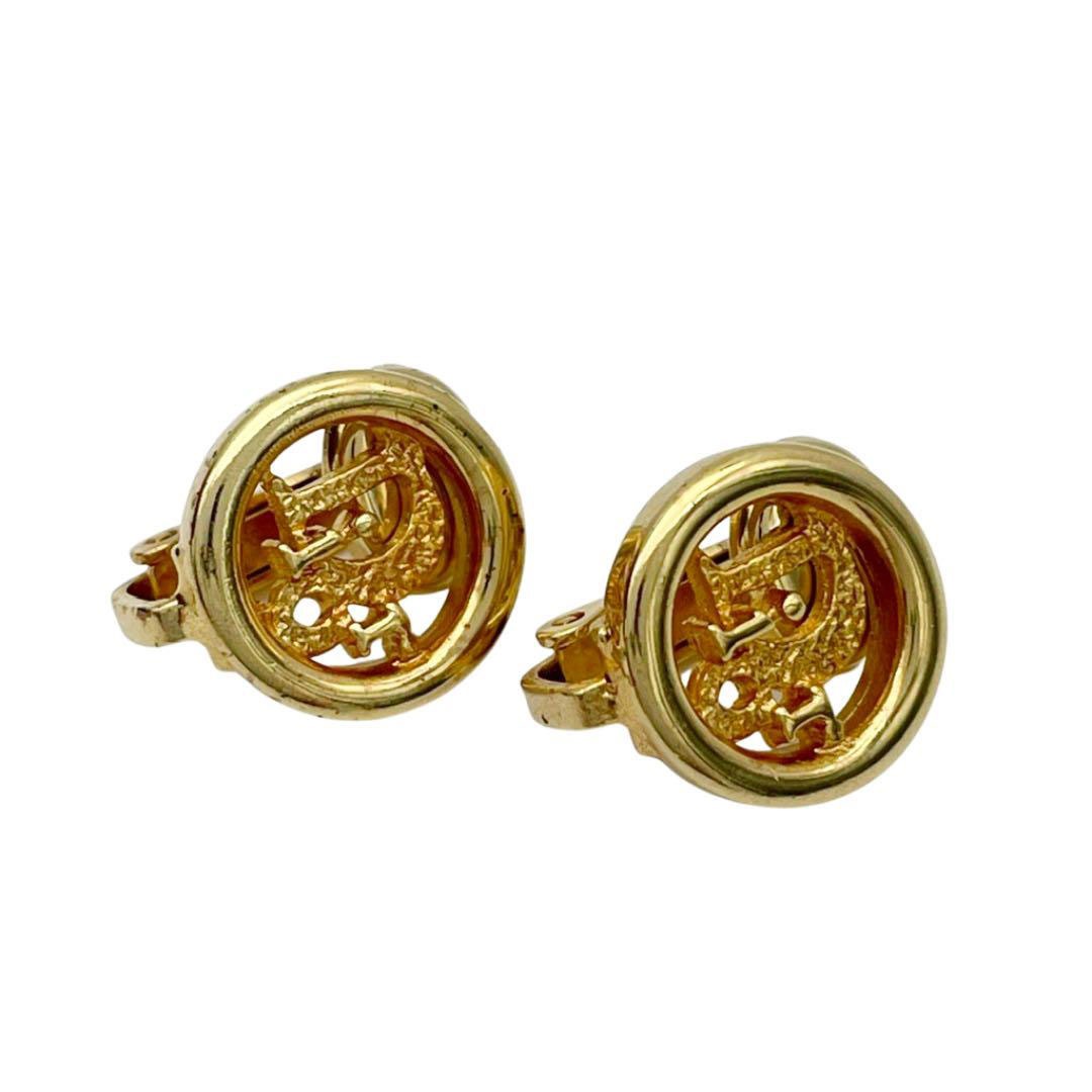 Christian Dior クリスチャンディオール イヤリング CDロゴ サークル ゴールド