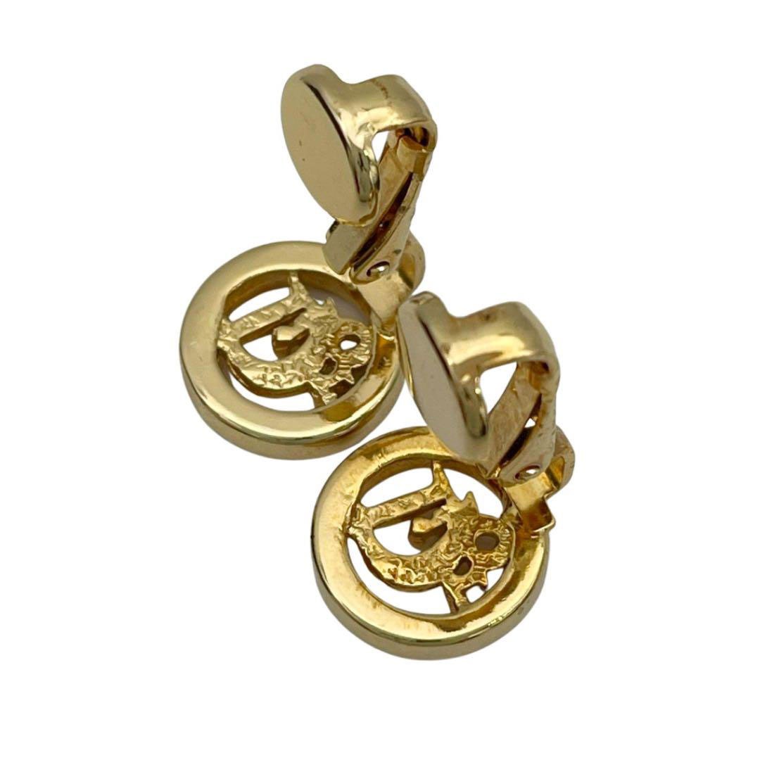 Christian Dior クリスチャンディオール イヤリング CDロゴ サークル ゴールド