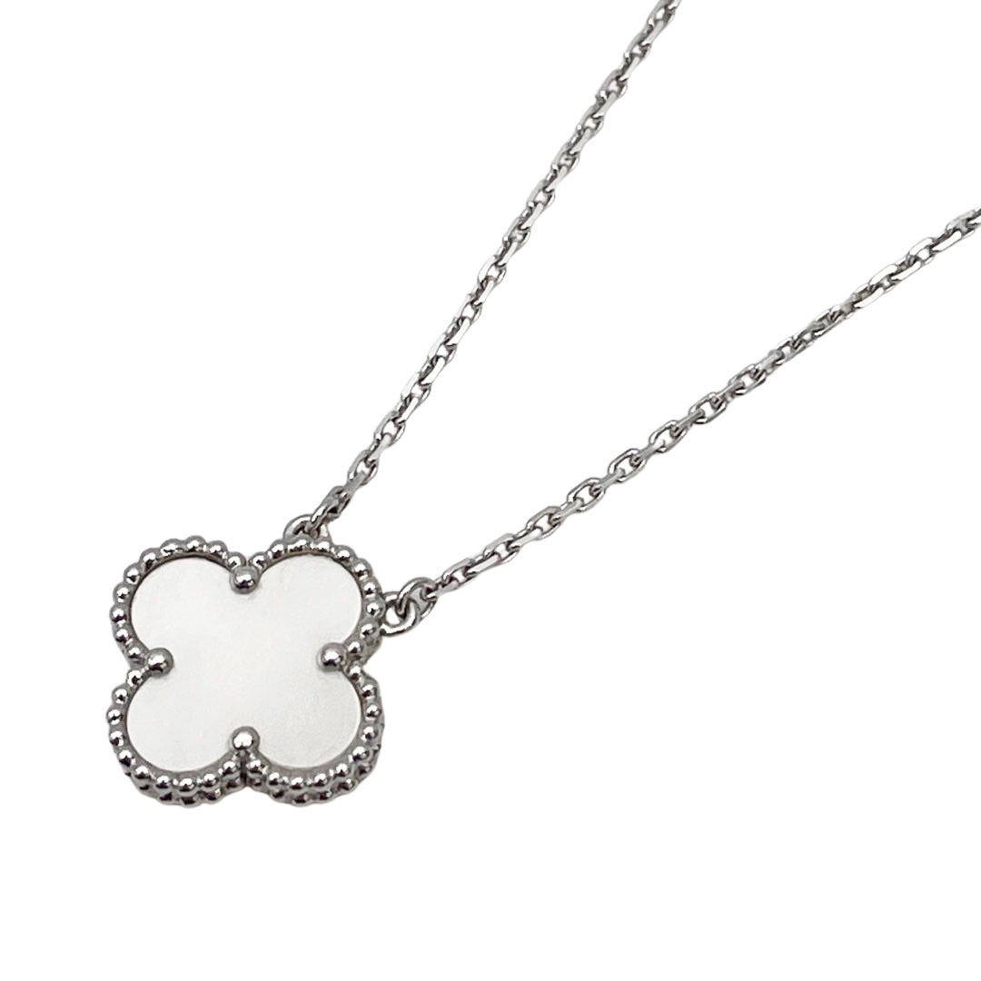 Van Cleef & Arpels ヴァンクリーフ&アーペル ヴィンテージアルハンブラ ペンダントネックレス 750WG ホワイトシェル 5.2g VCARF48700
