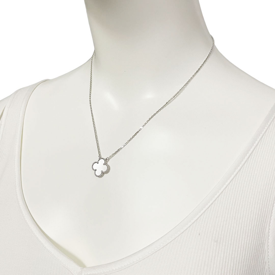 Van Cleef & Arpels ヴァンクリーフ&アーペル ヴィンテージアルハンブラ ペンダントネックレス 750WG ホワイトシェル 5.2g VCARF48700