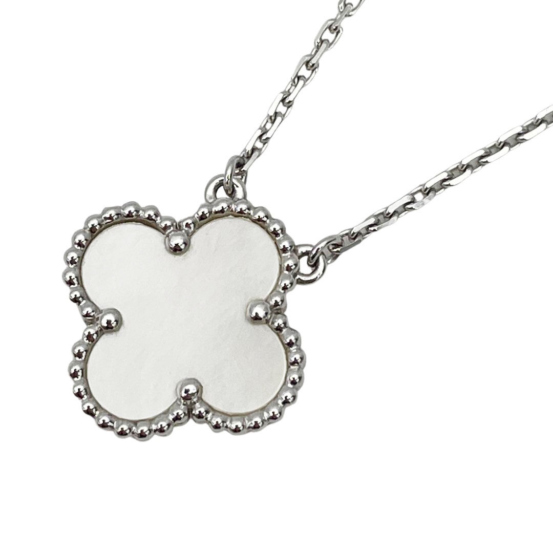 Van Cleef & Arpels ヴァンクリーフ&アーペル ヴィンテージアルハンブラ ペンダントネックレス 750WG ホワイトシェル 5.2g VCARF48700