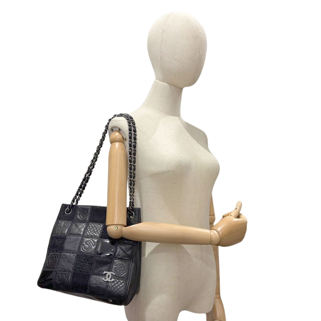 CHANEL シャネル チェーントートバッグ チョコバー アイコン レザー/異