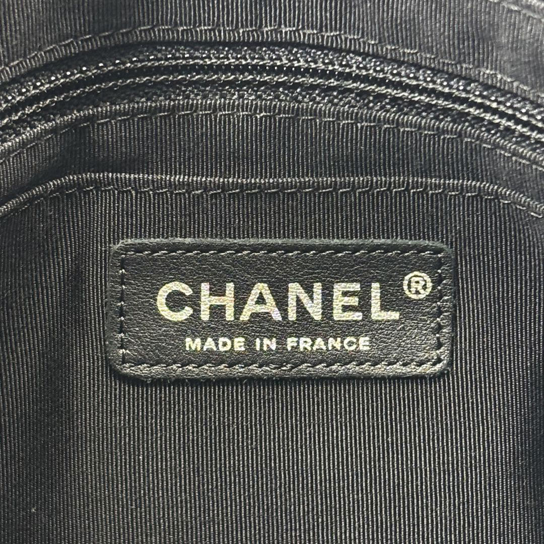 CHANEL シャネル チェーントートバッグ チョコバー アイコン レザー/異素材MIX ブラック/シルバー金具 10番台