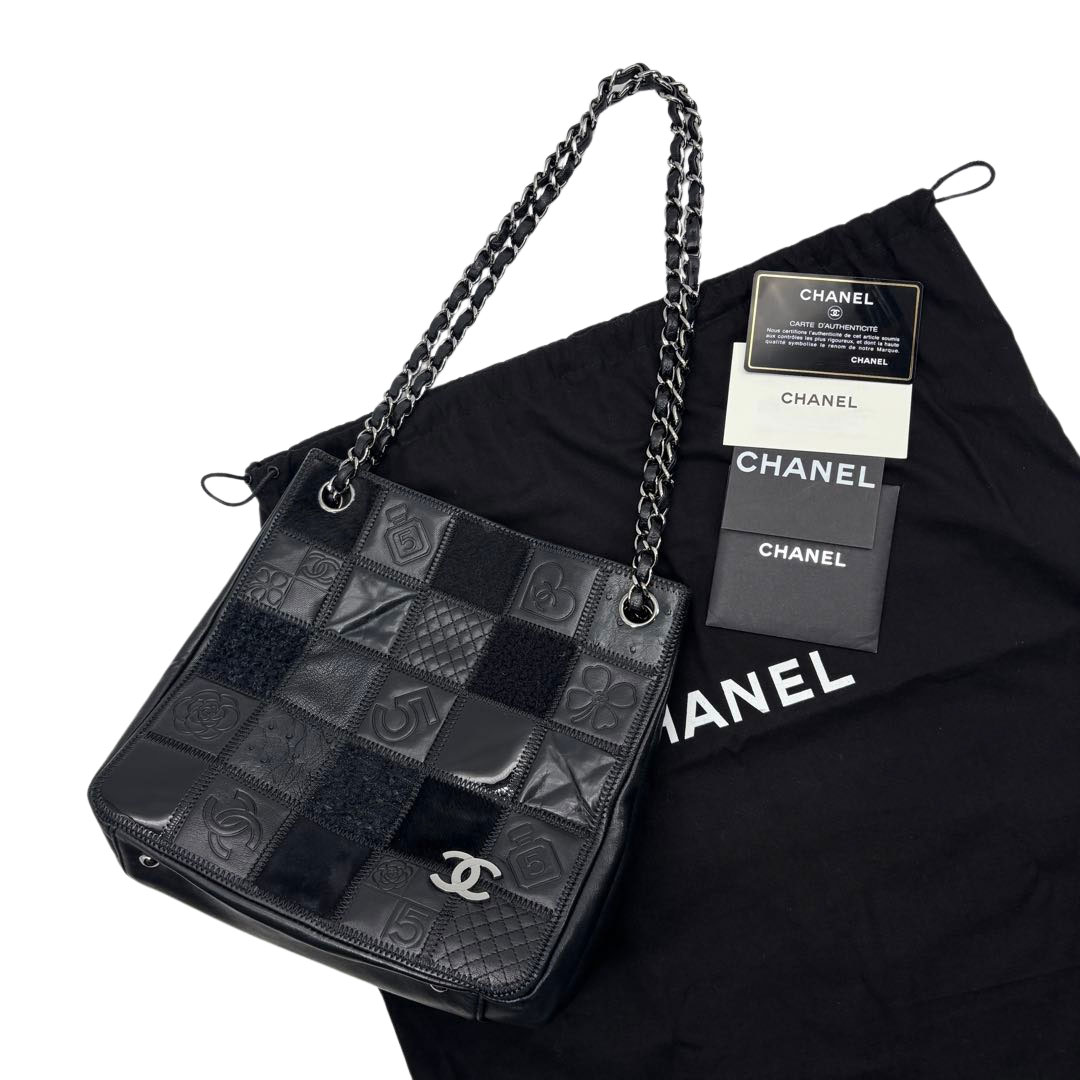 CHANEL シャネル チェーントートバッグ チョコバー アイコン レザー/異