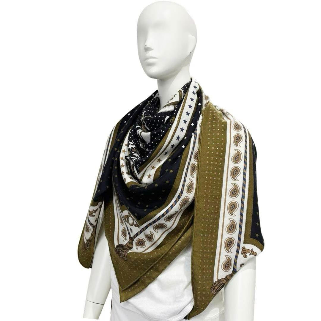 HERMES エルメス ショール カレジェアン140 カシシル 『宮廷の馬具