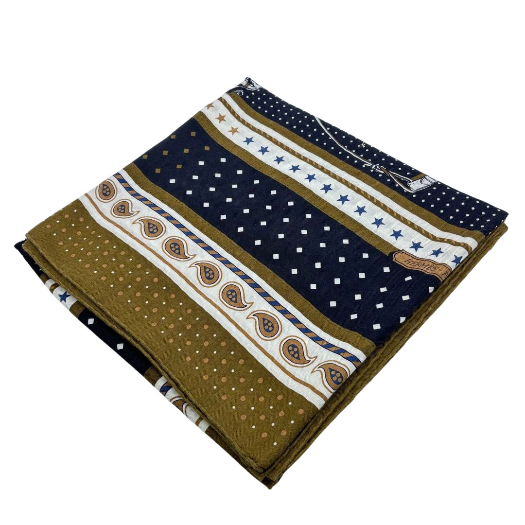 HERMES エルメス ショール カレジェアン140 カシシル 『宮廷の馬具