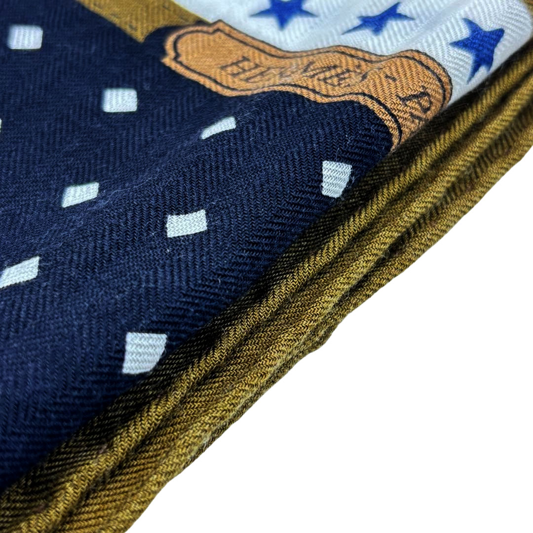 HERMES エルメス ショール カレジェアン140 カシシル 『宮廷の馬具』 バンダナ カシミヤ シルク ブロンズ ブラック 2022AW