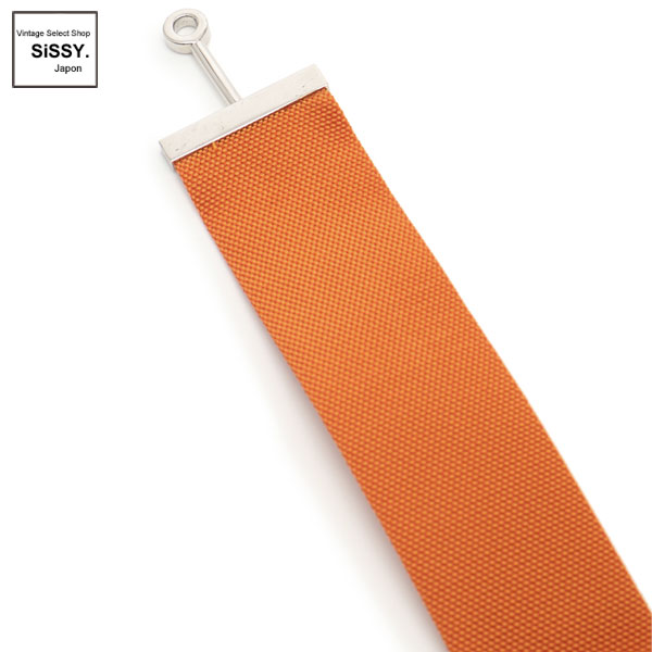 ■エルメス■ ベルト キャンバス オレンジ シルバー金具 36 □I刻印 【HERMES】