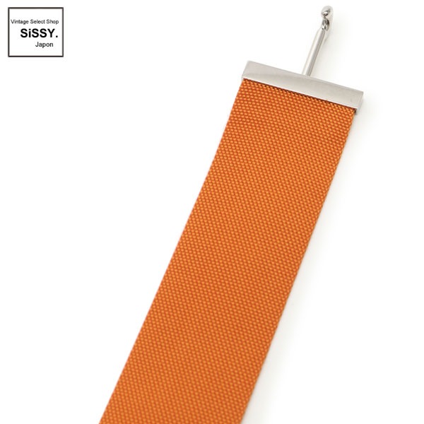 ■エルメス■ ベルト キャンバス オレンジ シルバー金具 36 □I刻印 【HERMES】