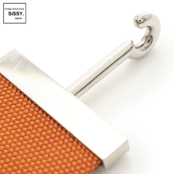 ■エルメス■ ベルト キャンバス オレンジ シルバー金具 36 □I刻印 【HERMES】