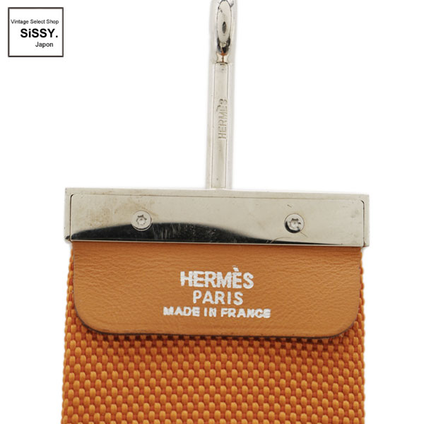 ■エルメス■ ベルト キャンバス オレンジ シルバー金具 36 □I刻印 【HERMES】