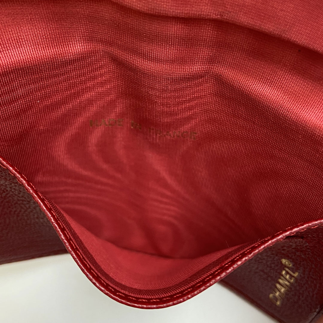 CHANEL シャネル カードケース レザー ココマーク レッド ゴールド金具 5番台（1998年頃製造）