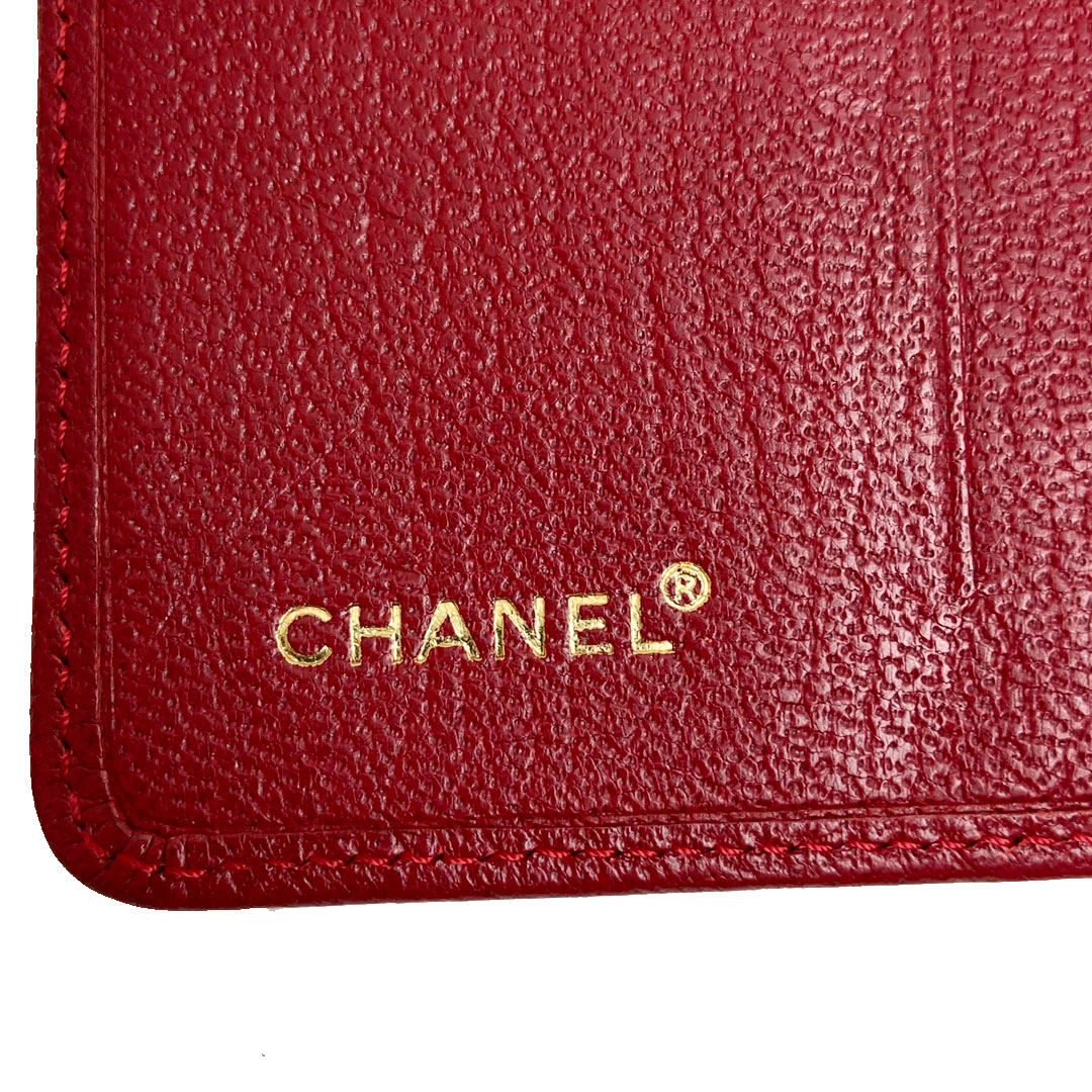CHANEL シャネル カードケース レザー ココマーク レッド ゴールド金具 5番台（1998年頃製造）