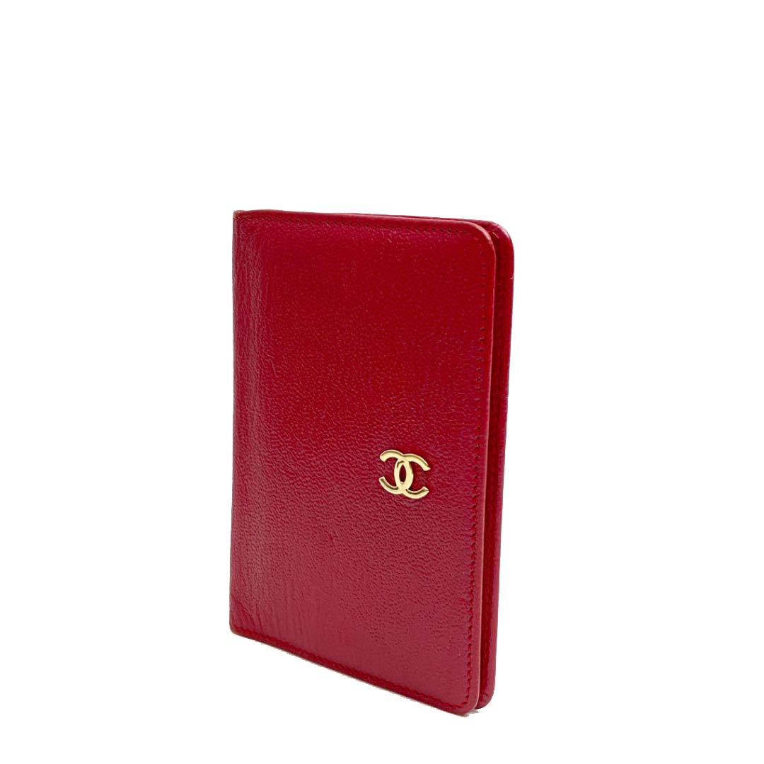CHANEL シャネル カードケース レザー ココマーク レッド ゴールド金具 5番台（1998年頃製造）
