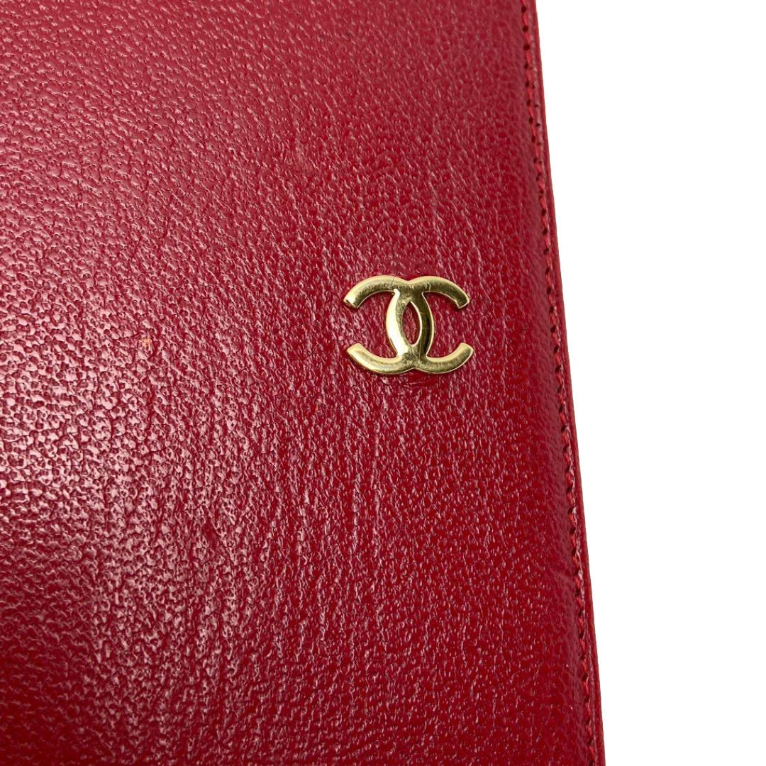 CHANEL シャネル カードケース レザー ココマーク レッド ゴールド金具 5番台（1998年頃製造）
