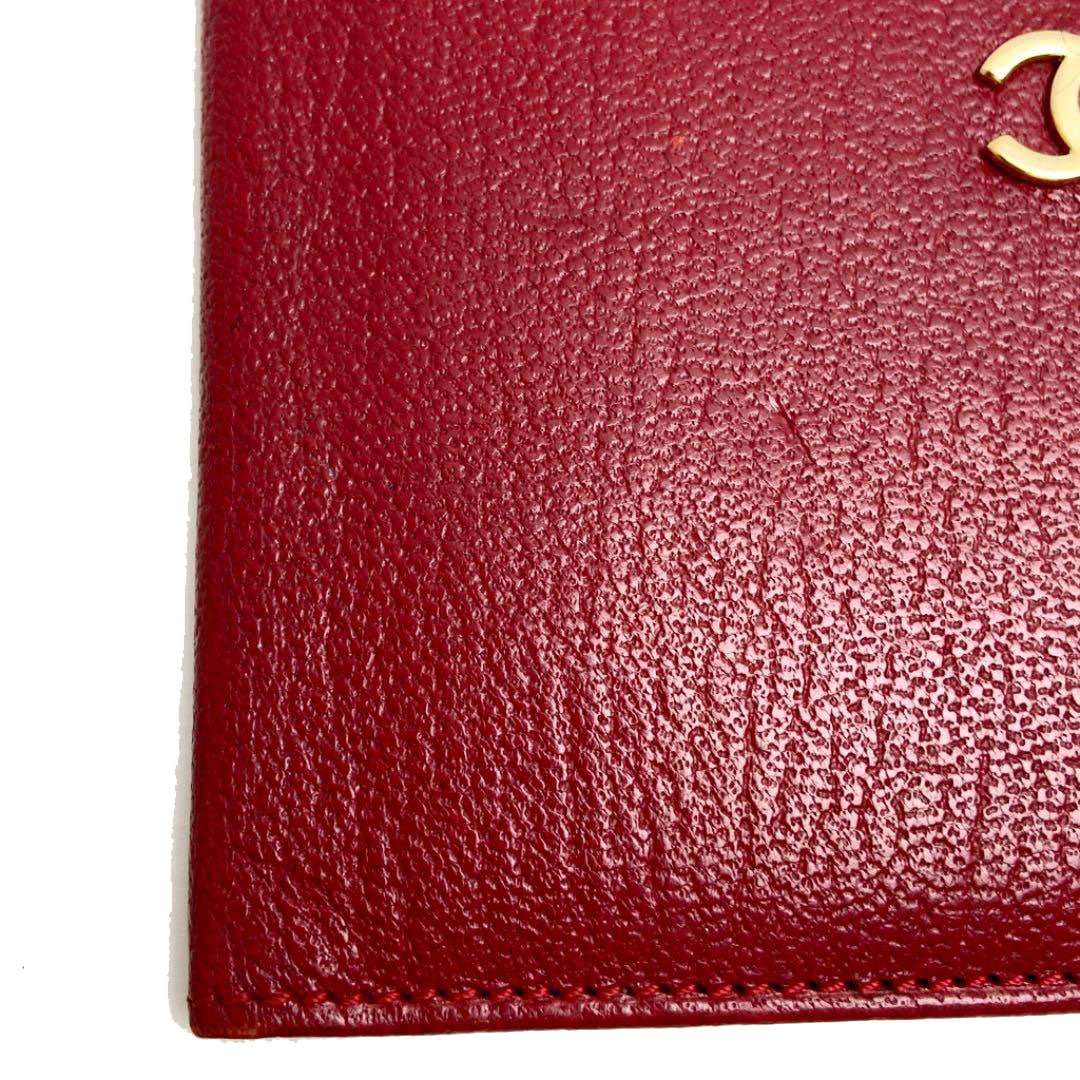 CHANEL シャネル カードケース レザー ココマーク レッド ゴールド金具 5番台（1998年頃製造）
