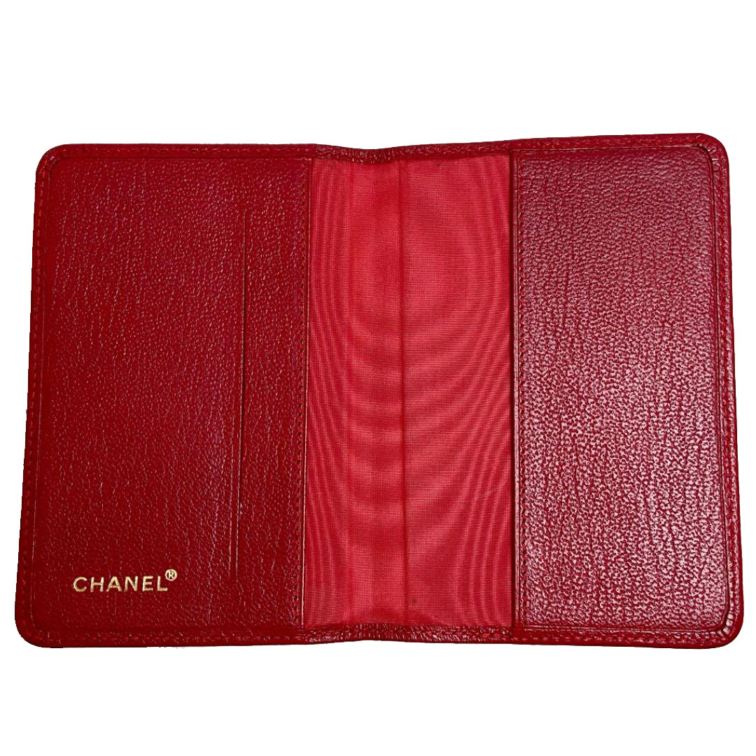 CHANEL シャネル カードケース レザー ココマーク レッド ゴールド金具 5番台（1998年頃製造）
