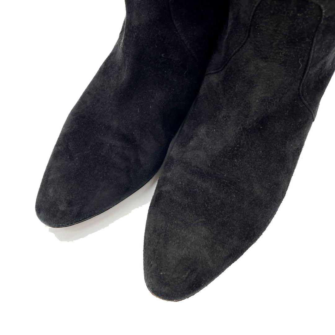 FENDI フェンディ ロングブーツ フリル付き スエード ブラック 37（約24cm）