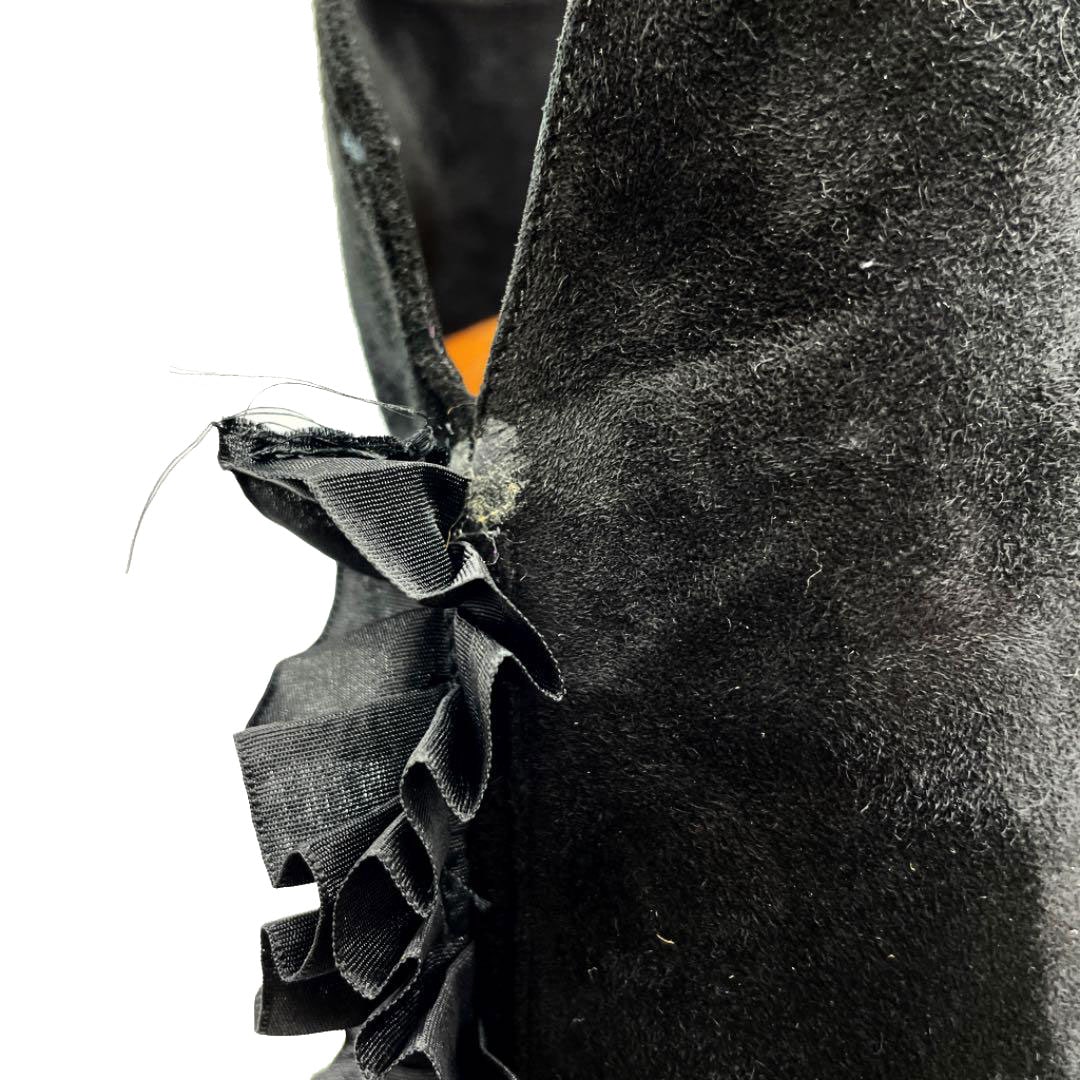 FENDI フェンディ ロングブーツ フリル付き スエード ブラック 37（約24cm）