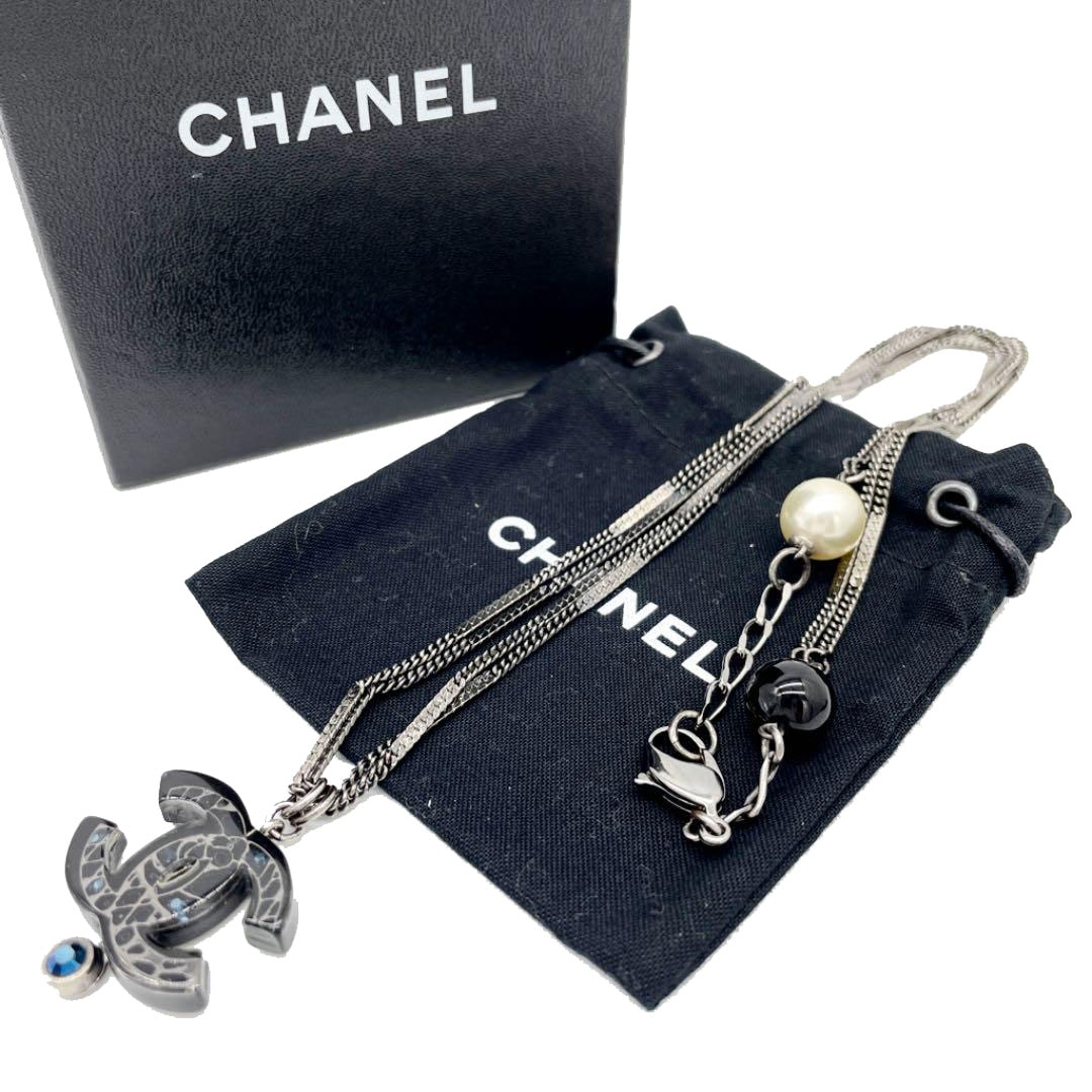 CHANEL シャネル 2連ネックレス ココマーク フェイクパール ストーン