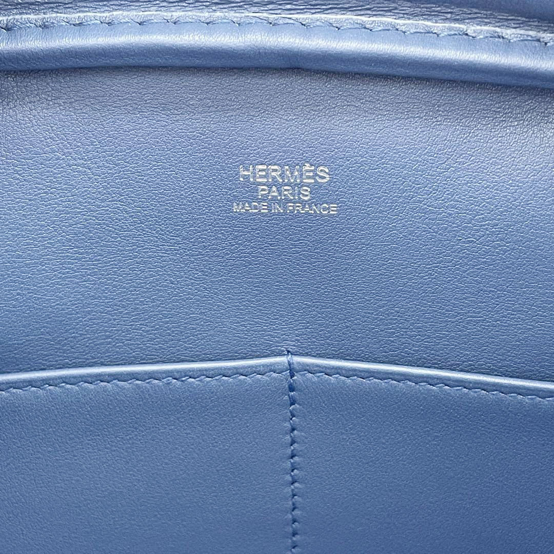 HERMES エルメス プリュム28 ハンドバッグ ヴォー・スイフト ノワール/ブルーアガット シルバー金具 A刻印