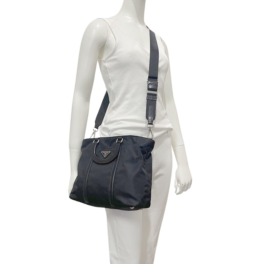 PRADA プラダ 2WAYハンドバッグ 斜めがけショルダーバッグ ナイロン ブラック B1066M