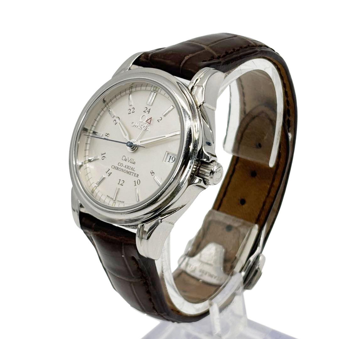 OMEGA オメガ メンズ腕時計 デ・ヴィル コーアクシャル GMT 自動巻き SS/レザー シルバー/ブラウン 4862.31.32