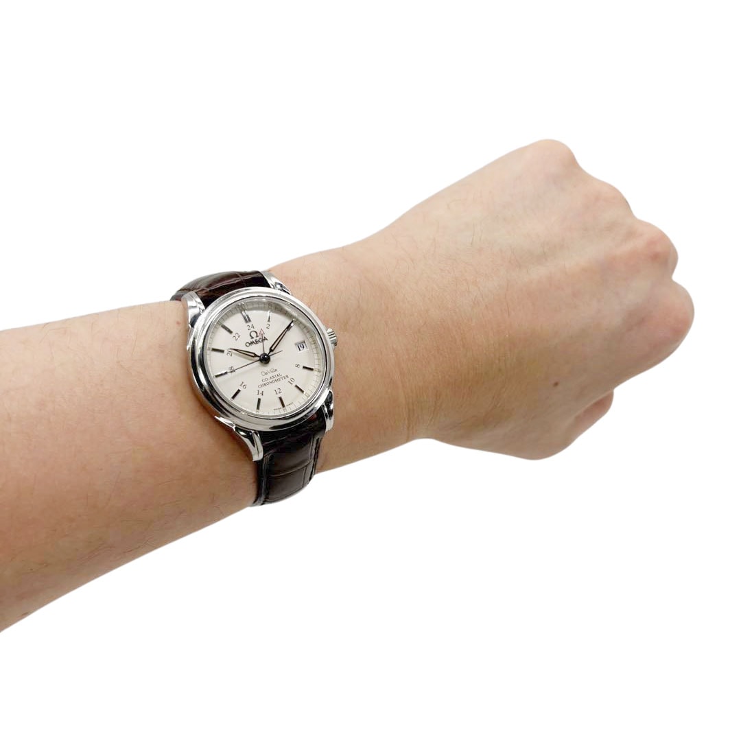 OMEGA オメガ メンズ腕時計 デ・ヴィル コーアクシャル GMT 自動巻き SS/レザー シルバー/ブラウン 4862.31.32