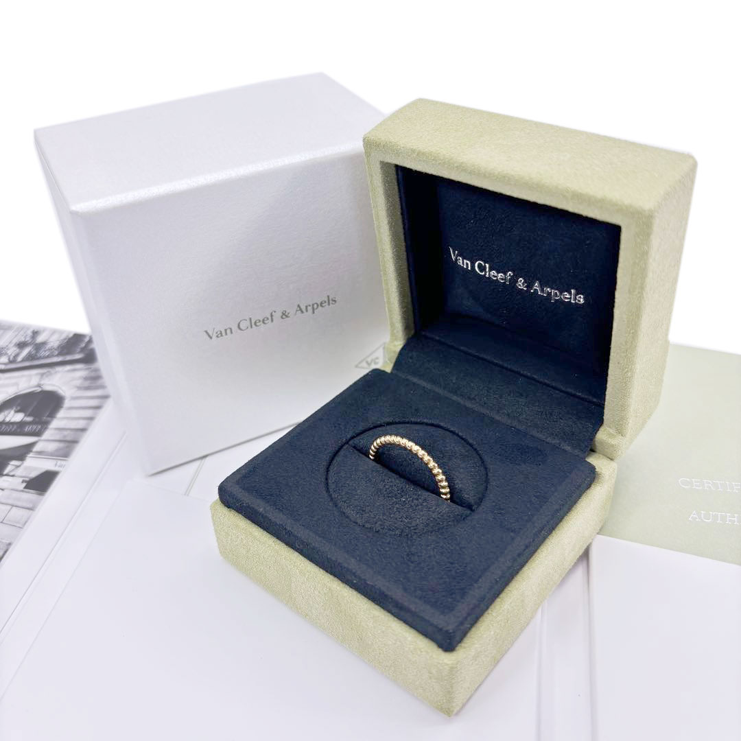 Van Cleef & Arpels ヴァンクリーフ&アーペル ペルレ ゴールドパール リング スモールモデル Au750 イエローゴールド 2.5g 58(約17号)