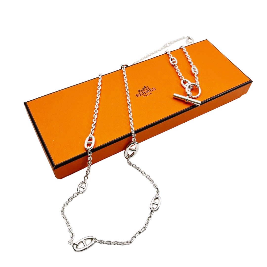 HERMES エルメス ロングネックレス ファランドール120 シェーヌダンクル Ag925 シルバー 99.6g