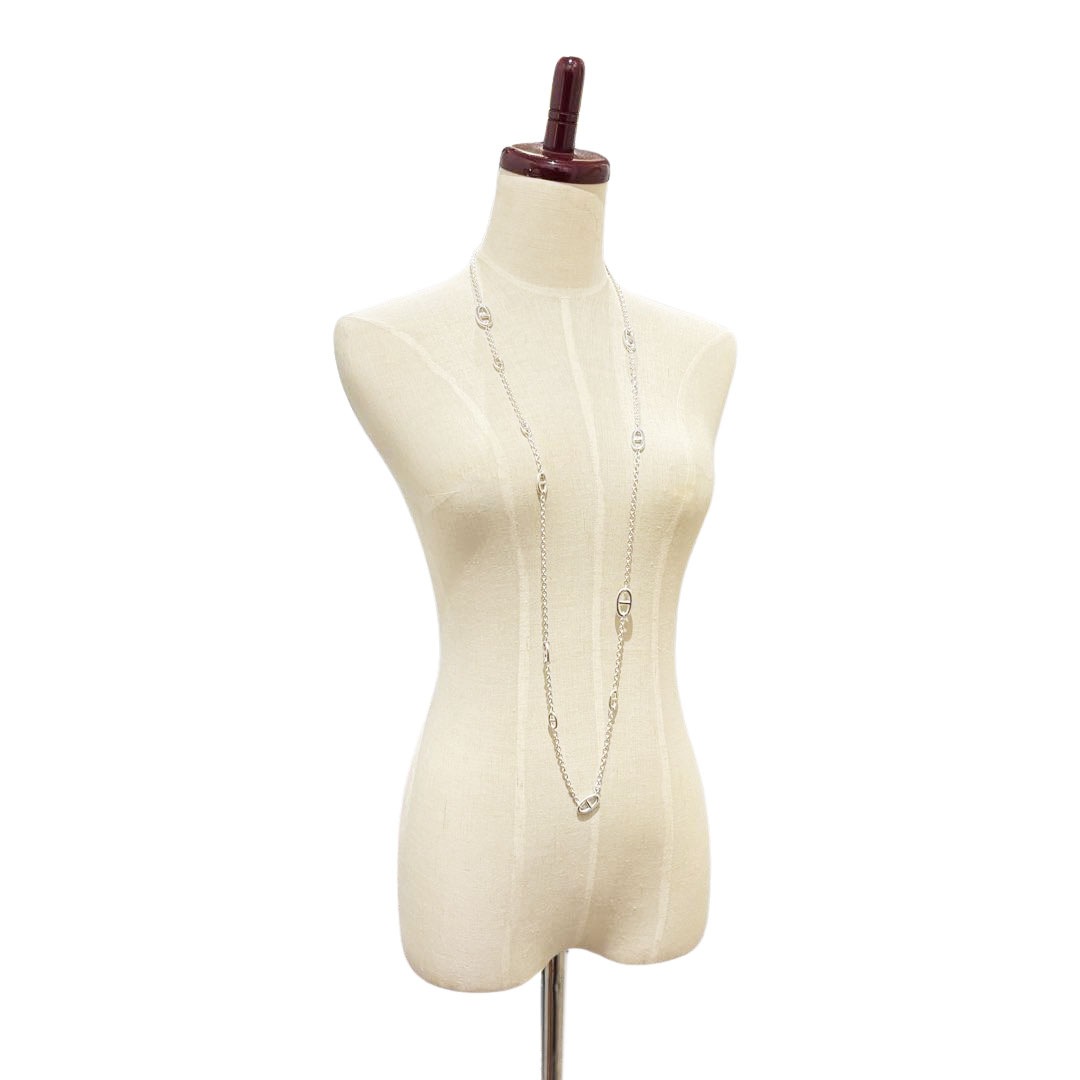 HERMES エルメス ロングネックレス ファランドール120 シェーヌダンクル Ag925 シルバー 99.6g