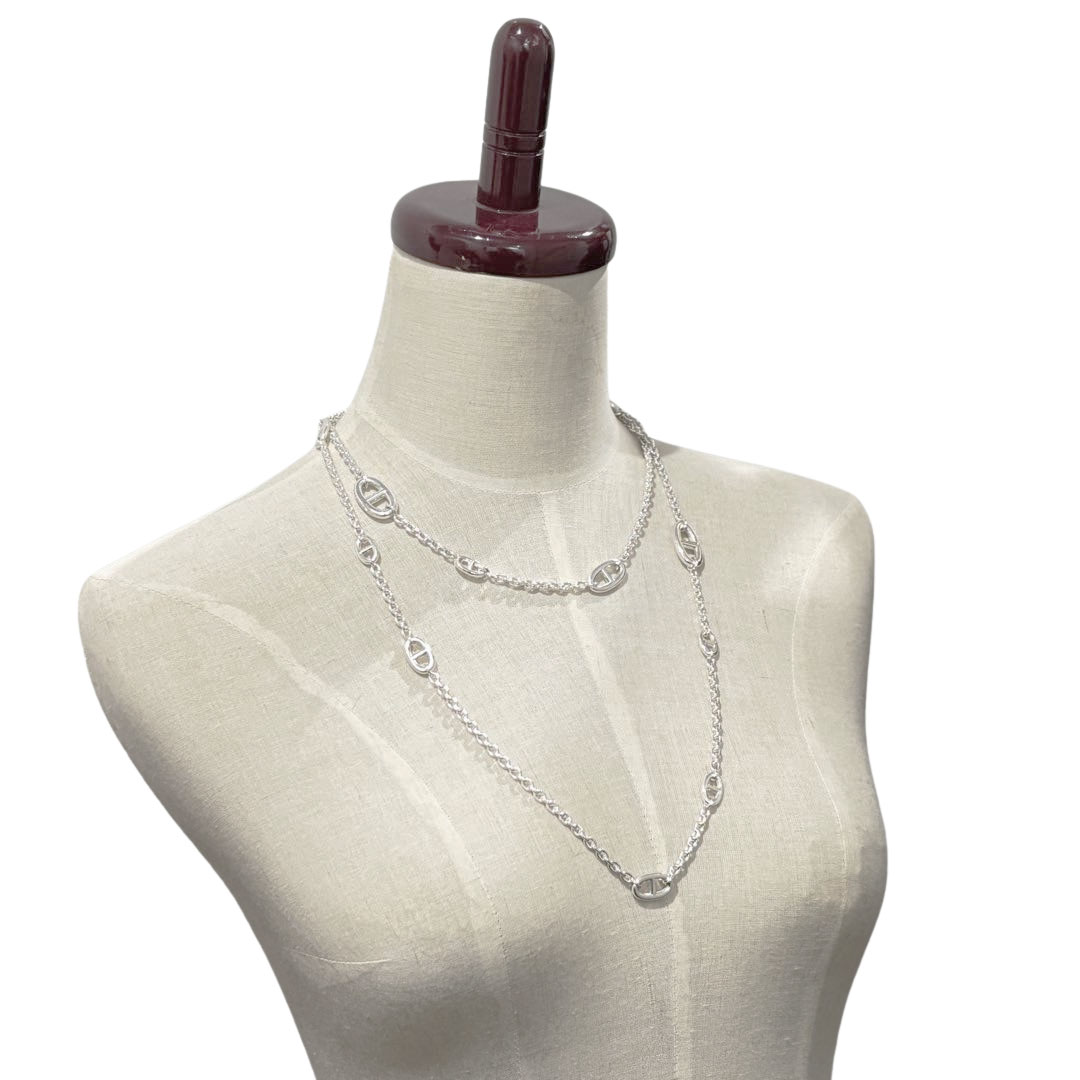 HERMES エルメス ロングネックレス ファランドール120 シェーヌダンクル Ag925 シルバー 99.6g