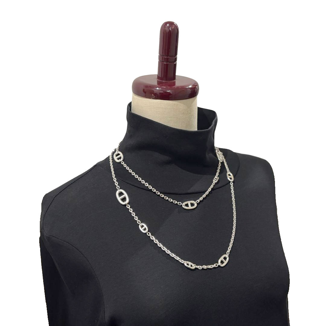 HERMES エルメス ロングネックレス ファランドール120 シェーヌダンクル Ag925 シルバー 99.6g