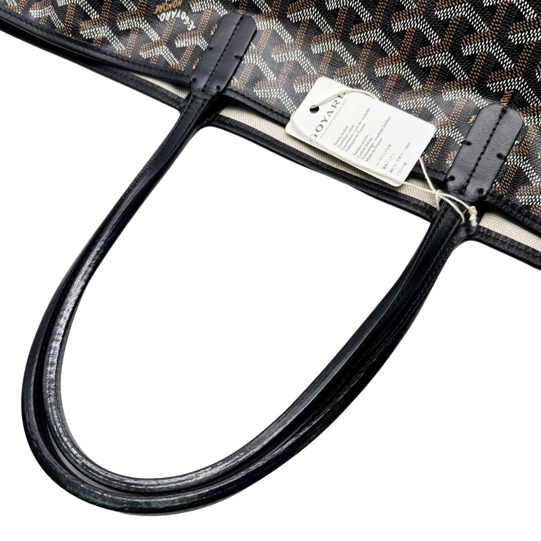 GOYARD ゴヤール サンルイPM トートバッグ PVC/レザー ブラック ※ポーチ革紐切れ