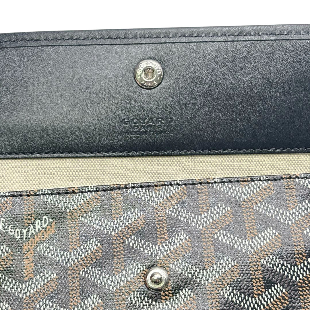 GOYARD ゴヤール サンルイPM トートバッグ PVC/レザー ブラック ※ポーチ革紐切れ