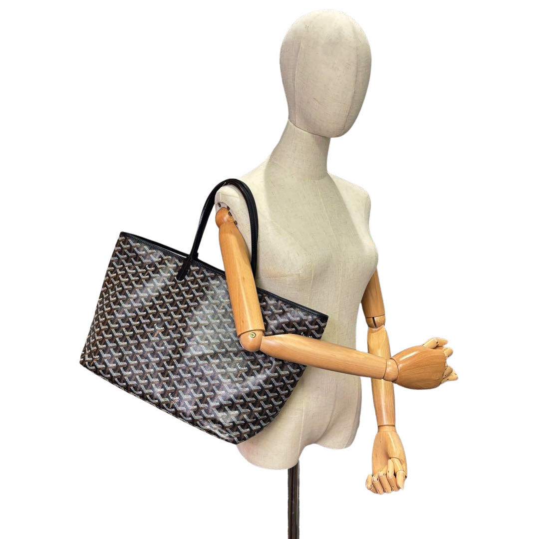 サンルイPM ブラック PVC×レザー トート GOYARD ゴヤール サンルイPM トートバッグ PVC/レザー ブラック