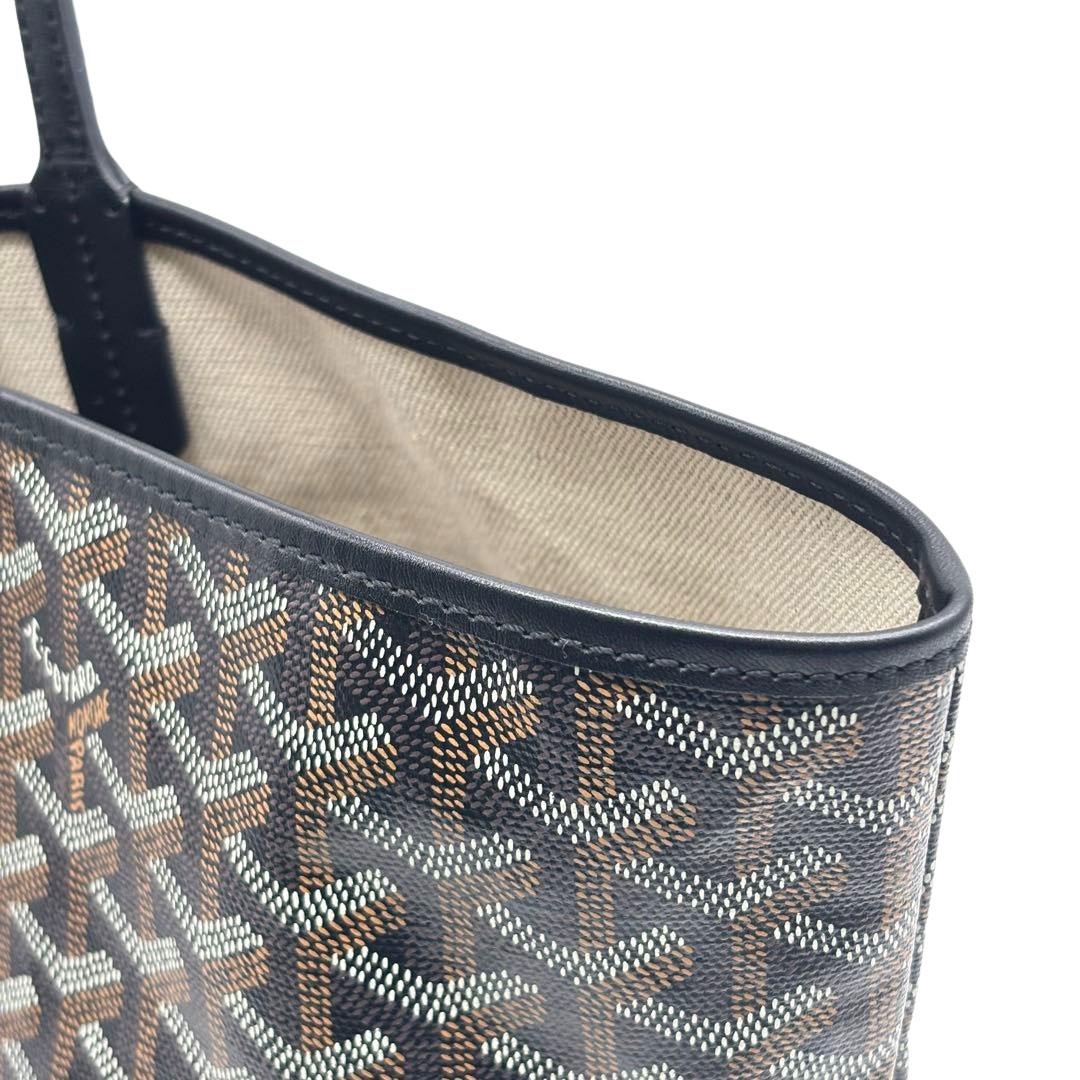 GOYARD ゴヤール サンルイPM トートバッグ PVC/レザー ブラック ※ポーチ革紐切れ