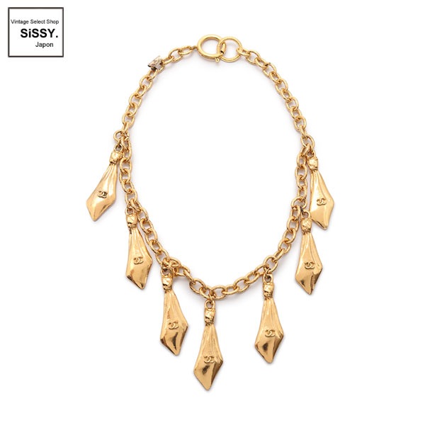 CHANEL シャネル ネクタイ ココマーク ゴールドチェーン □シャネル□ ネックレス ココマーク ネクタイモチーフ ゴールド