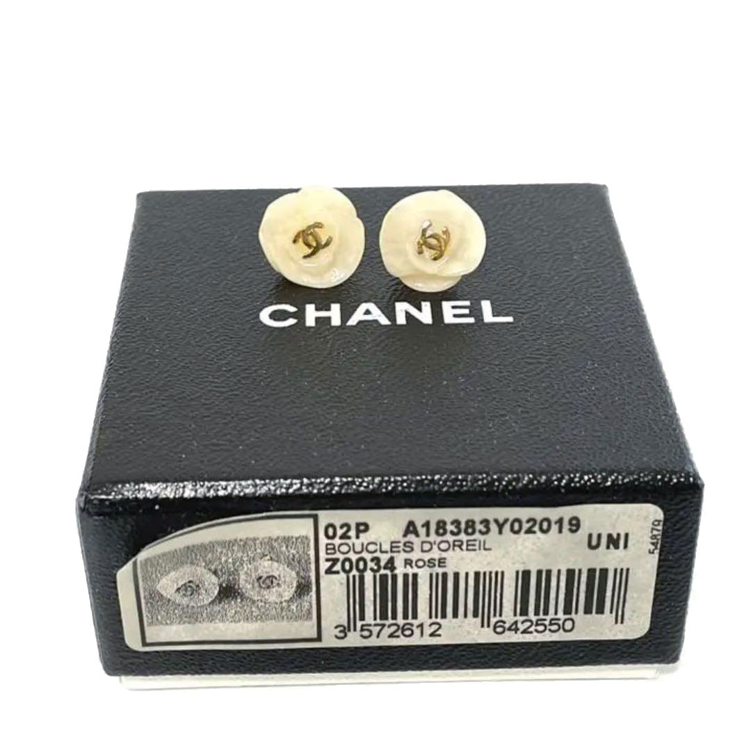 CHANEL シャネル ピアス ココマーク カメリア ホワイト ゴールド 02P