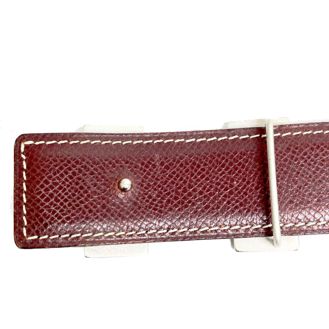 HERMES エルメス Hベルト レザー ブラック ブラウン系 シルバー金具 70 □E刻印（2001年頃製造）