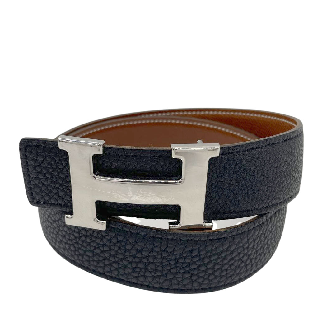 HERMES エルメス Hベルト コンスタンス リバーシブル 70 リセ/トゴ ブラウン ブラック シルバー金具 □F刻印