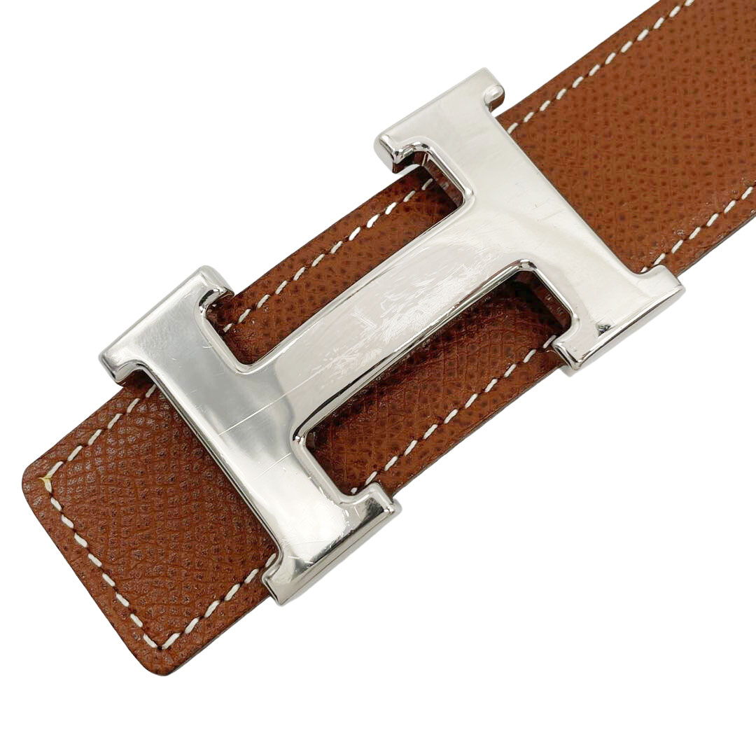HERMES エルメス Hベルト コンスタンス リバーシブル 70 リセ/トゴ ブラウン ブラック シルバー金具 □F刻印