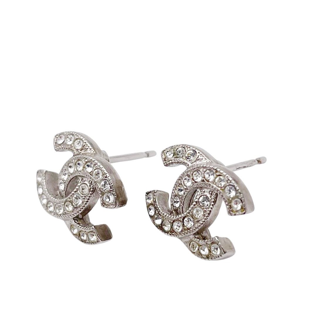 CHANEL シャネル チェーン ビンテージ ピアス CHANEL シャネル チェーンピアス ココマーク ラインストーン