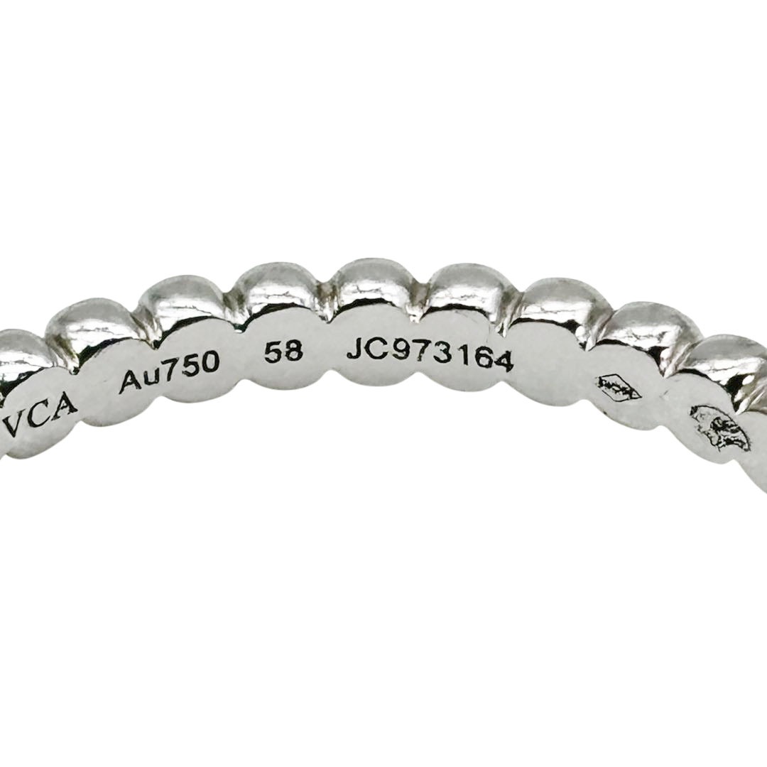 Van Cleef & Arpels ヴァンクリーフ&アーペル ペルレ ゴールドパール リング スモールモデル Au750 ホワイトゴールド 2.7g 58(約17号)