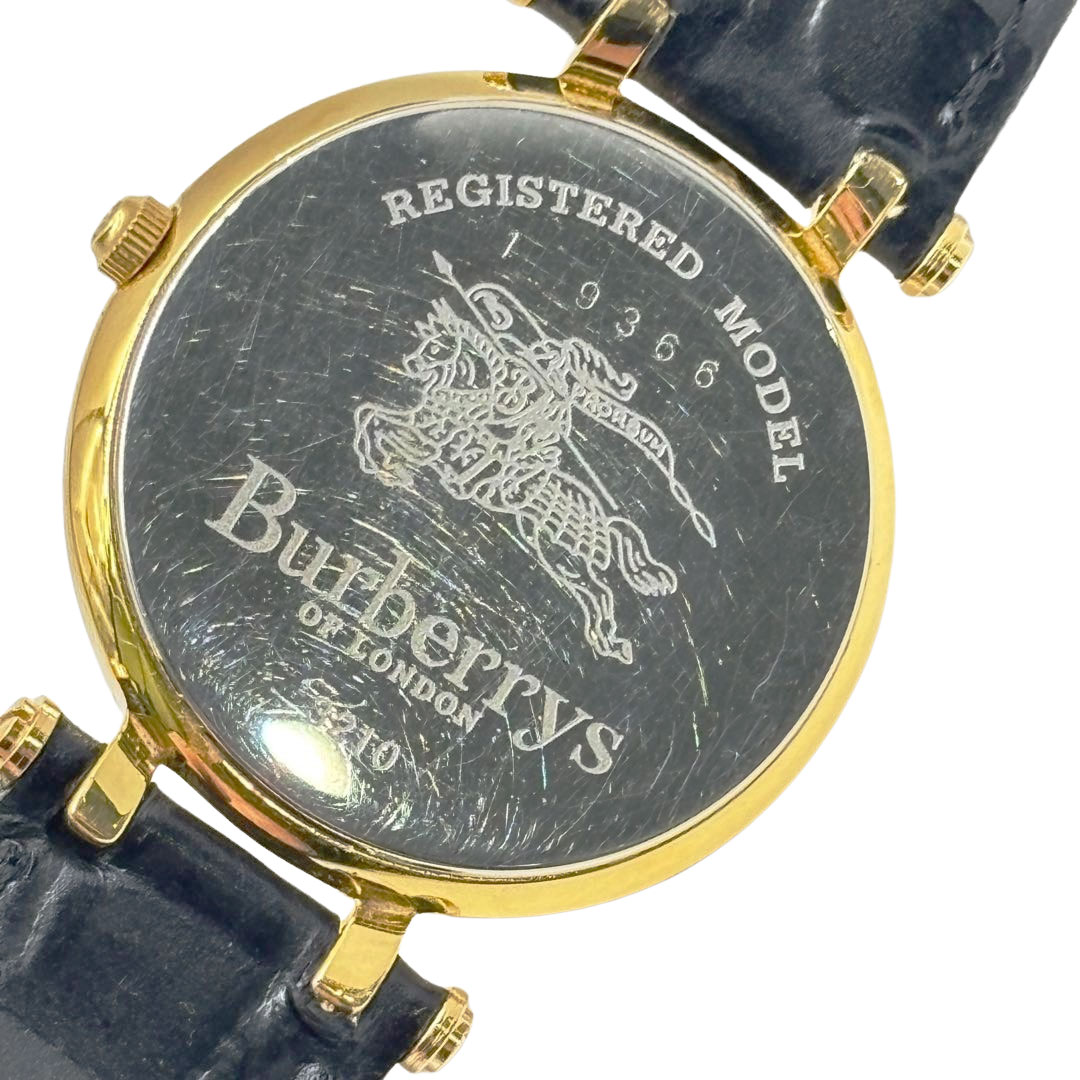 稼動品　Burberry バーバリー ズ　ゴールドケース　デイト　ロゴ入り腕時計 Burberrys バーバリーズ ボーイズ 腕時計 QZ GP/革ベルト ゴールド