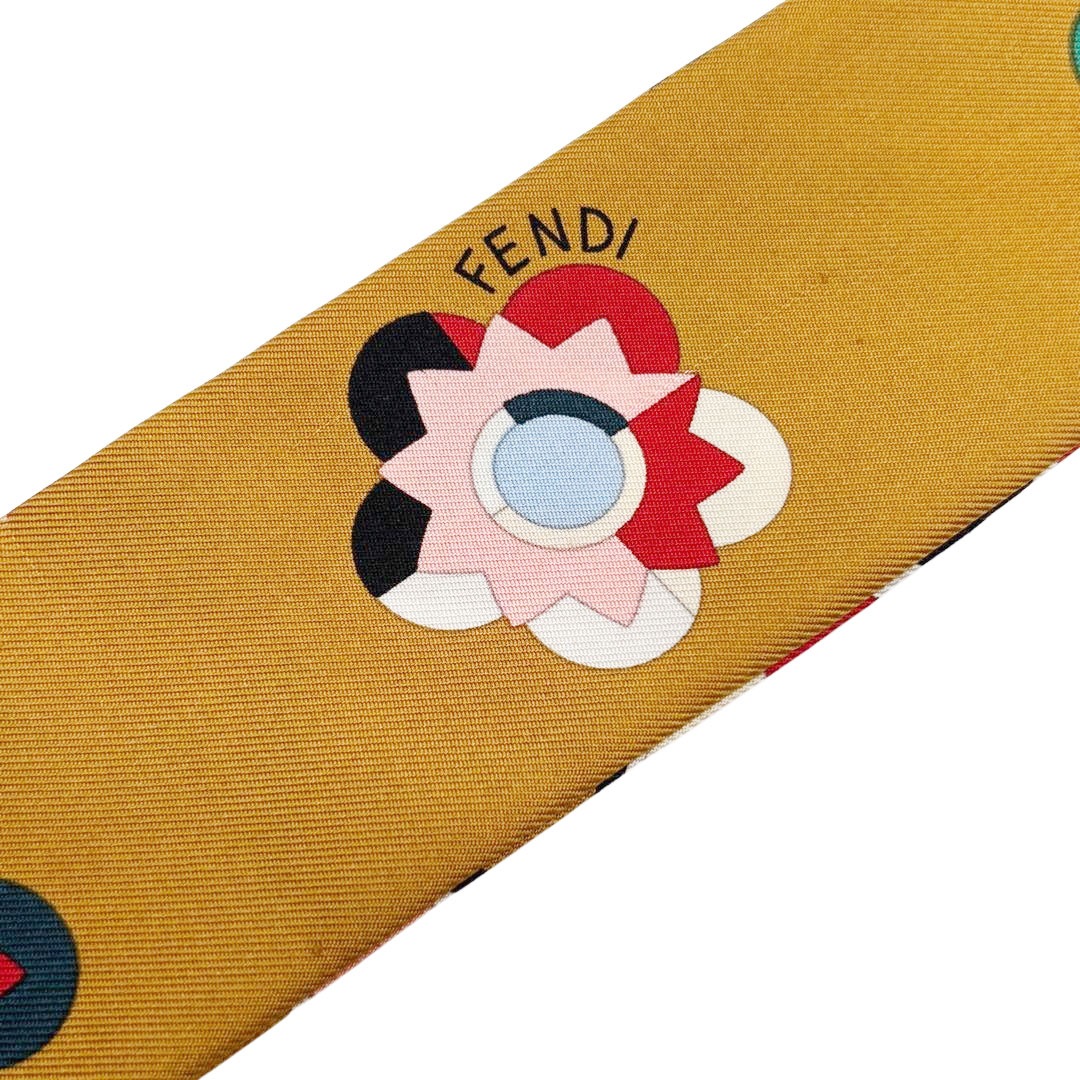 FENDI フェンディ リボンスカーフ ラッピー 幾何学柄 シルク100