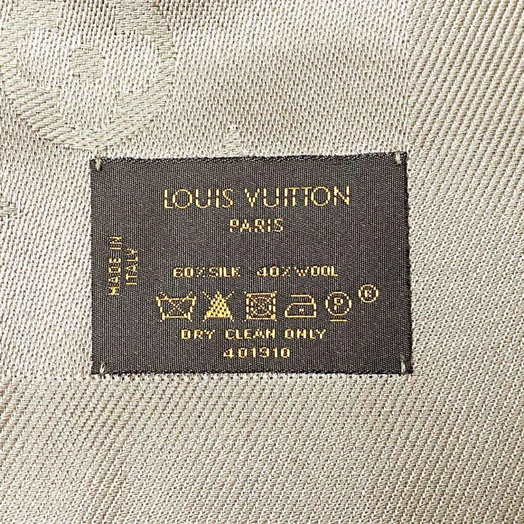 LOUIS VUITTON ルイヴィトン ショール・モノグラム シルク/ウール グレージュ M71336