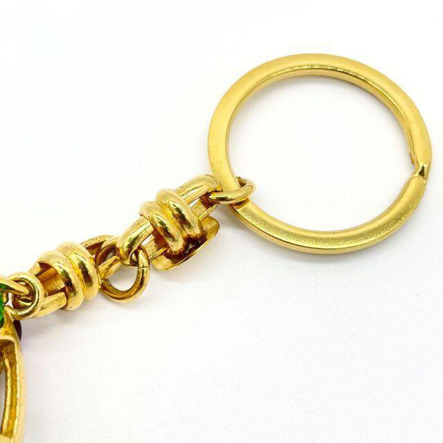 CHANEL シャネル ロゴキーホルダー チャーム カラーストーン ゴールド グリーン レッド ヴィンテージ